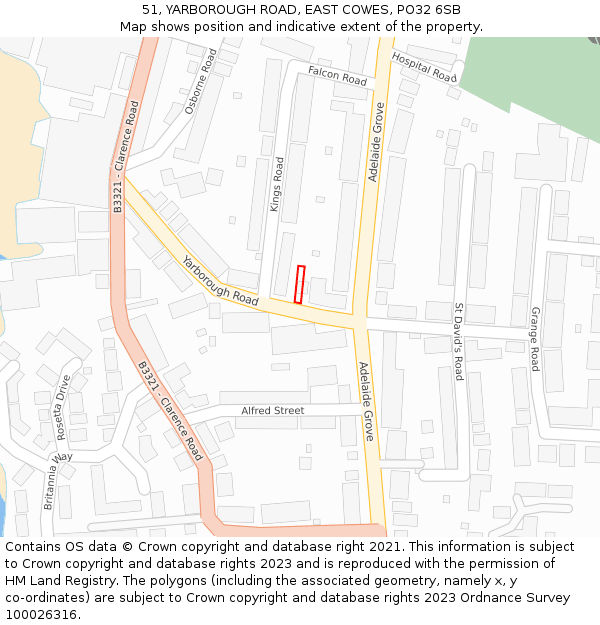 51, YARBOROUGH ROAD, EAST COWES, PO32 6SB: Location map and indicative extent of plot