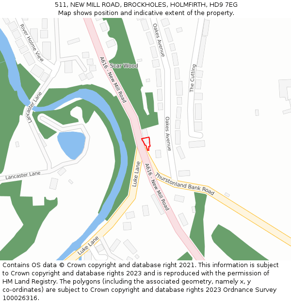 511, NEW MILL ROAD, BROCKHOLES, HOLMFIRTH, HD9 7EG: Location map and indicative extent of plot