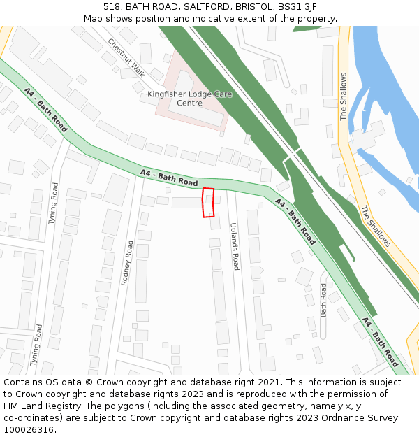 518, BATH ROAD, SALTFORD, BRISTOL, BS31 3JF: Location map and indicative extent of plot