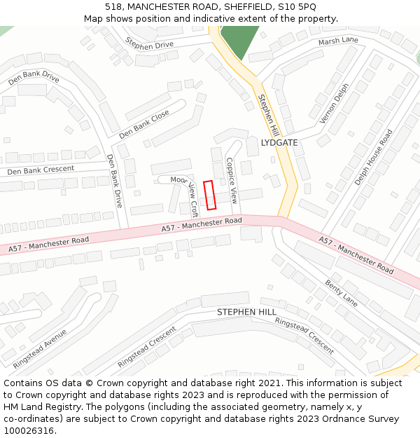 518, MANCHESTER ROAD, SHEFFIELD, S10 5PQ: Location map and indicative extent of plot