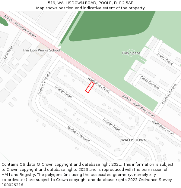 519, WALLISDOWN ROAD, POOLE, BH12 5AB: Location map and indicative extent of plot