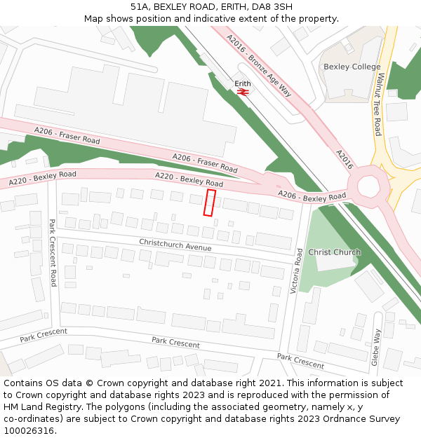 51A, BEXLEY ROAD, ERITH, DA8 3SH: Location map and indicative extent of plot