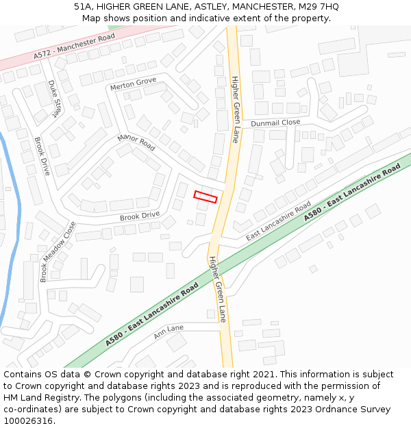 51A, HIGHER GREEN LANE, ASTLEY, MANCHESTER, M29 7HQ: Location map and indicative extent of plot