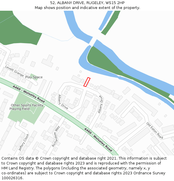 52, ALBANY DRIVE, RUGELEY, WS15 2HP: Location map and indicative extent of plot