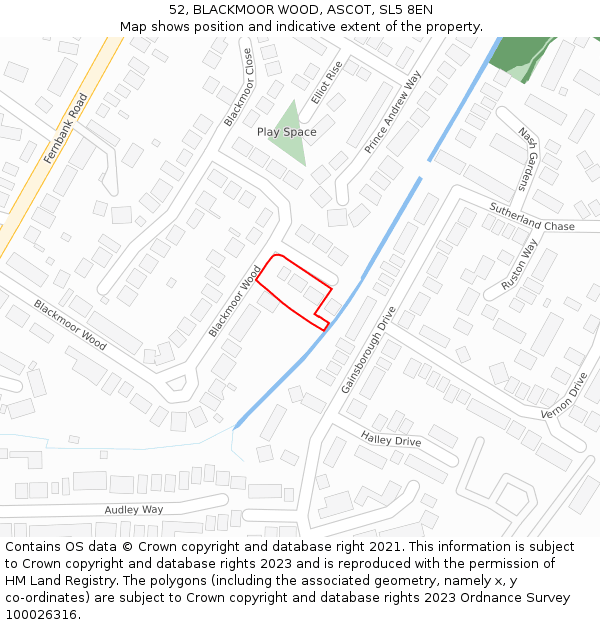 52, BLACKMOOR WOOD, ASCOT, SL5 8EN: Location map and indicative extent of plot