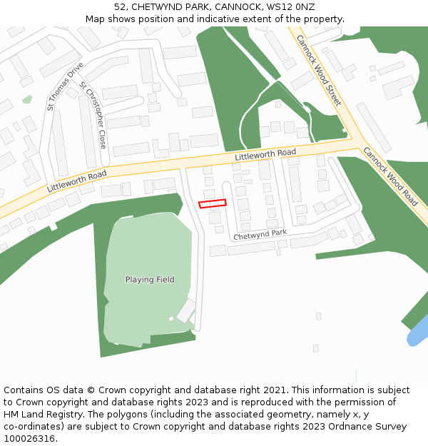 52, CHETWYND PARK, CANNOCK, WS12 0NZ: Location map and indicative extent of plot