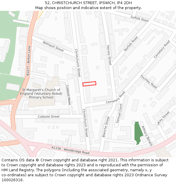 52, CHRISTCHURCH STREET, IPSWICH, IP4 2DH: Location map and indicative extent of plot