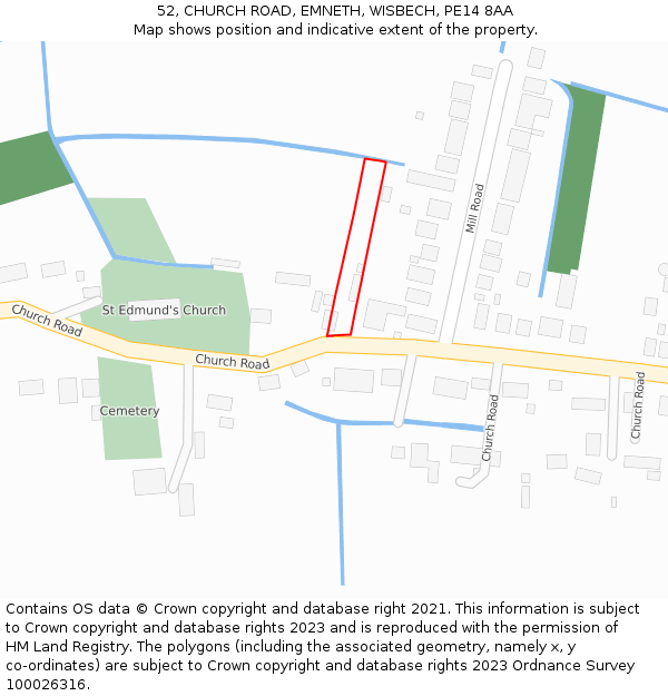 52, CHURCH ROAD, EMNETH, WISBECH, PE14 8AA: Location map and indicative extent of plot
