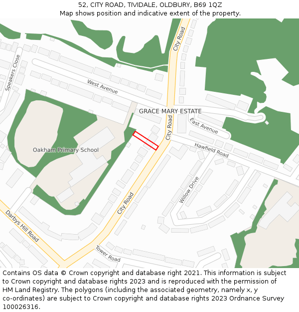 52, CITY ROAD, TIVIDALE, OLDBURY, B69 1QZ: Location map and indicative extent of plot