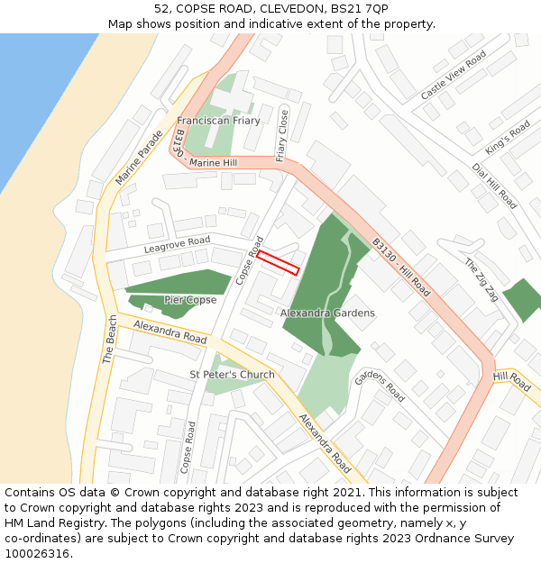 52, COPSE ROAD, CLEVEDON, BS21 7QP: Location map and indicative extent of plot