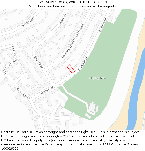 52, DARWIN ROAD, PORT TALBOT, SA12 6BS: Location map and indicative extent of plot