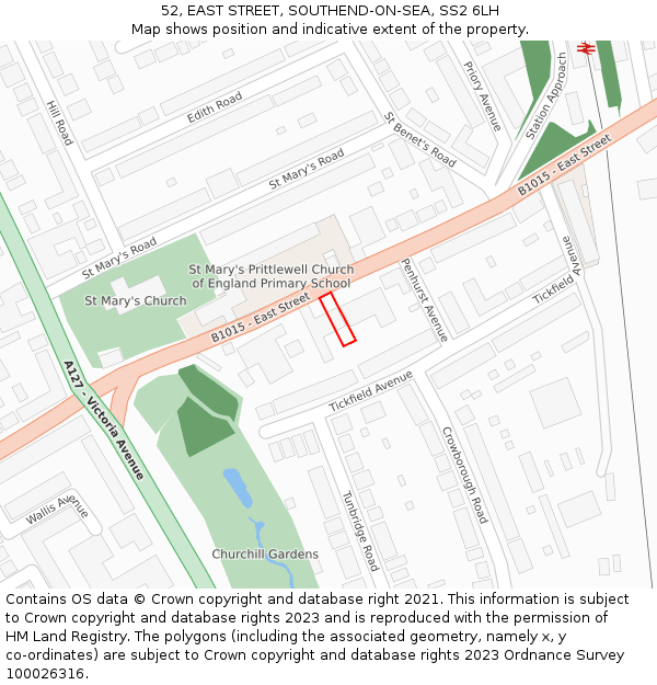 52, EAST STREET, SOUTHEND-ON-SEA, SS2 6LH: Location map and indicative extent of plot