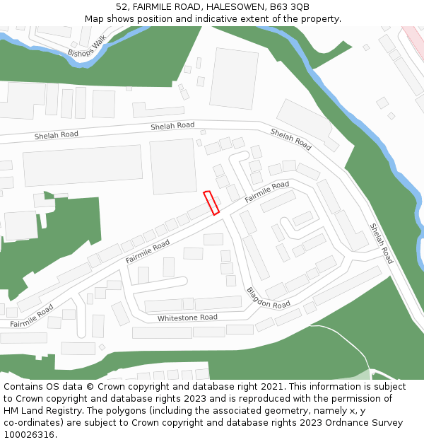52, FAIRMILE ROAD, HALESOWEN, B63 3QB: Location map and indicative extent of plot
