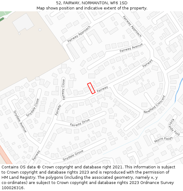 52, FAIRWAY, NORMANTON, WF6 1SD: Location map and indicative extent of plot