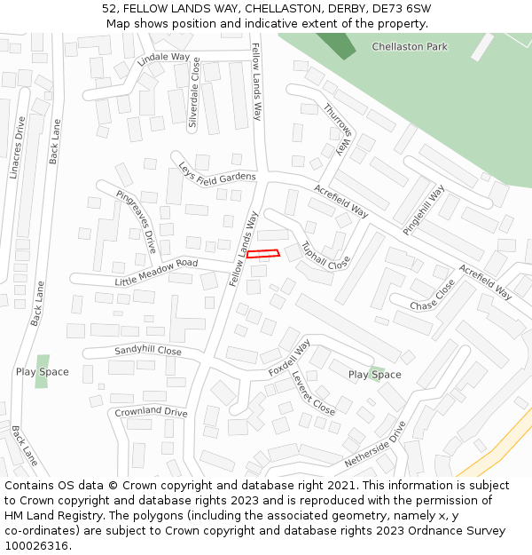 52, FELLOW LANDS WAY, CHELLASTON, DERBY, DE73 6SW: Location map and indicative extent of plot