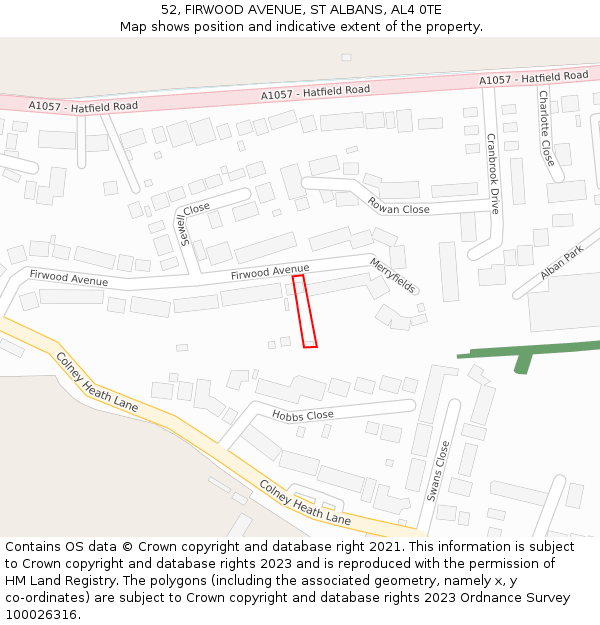 52, FIRWOOD AVENUE, ST ALBANS, AL4 0TE: Location map and indicative extent of plot