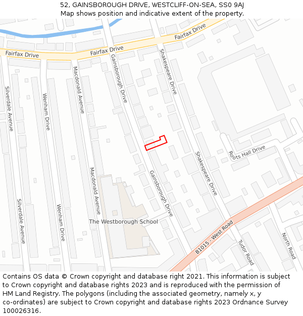 52, GAINSBOROUGH DRIVE, WESTCLIFF-ON-SEA, SS0 9AJ: Location map and indicative extent of plot