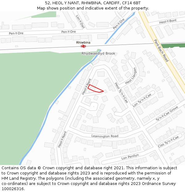 52, HEOL Y NANT, RHIWBINA, CARDIFF, CF14 6BT: Location map and indicative extent of plot