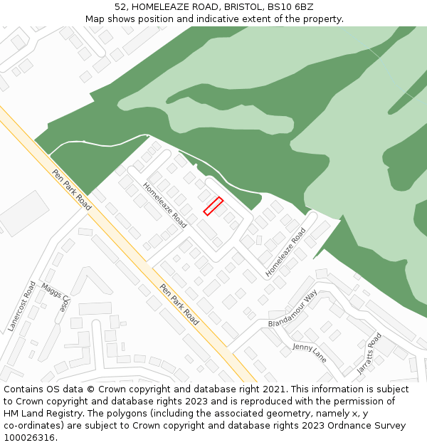 52, HOMELEAZE ROAD, BRISTOL, BS10 6BZ: Location map and indicative extent of plot