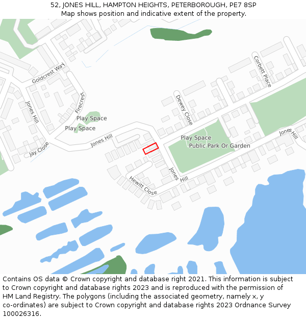 52, JONES HILL, HAMPTON HEIGHTS, PETERBOROUGH, PE7 8SP: Location map and indicative extent of plot