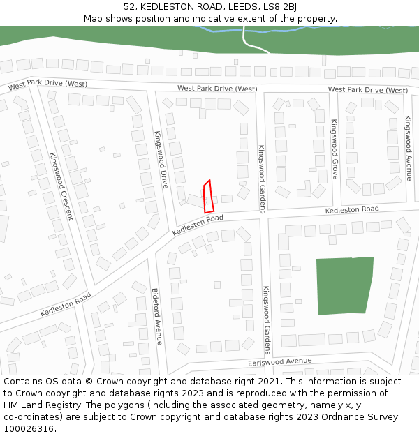 52, KEDLESTON ROAD, LEEDS, LS8 2BJ: Location map and indicative extent of plot