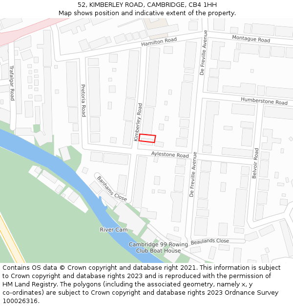 52, KIMBERLEY ROAD, CAMBRIDGE, CB4 1HH: Location map and indicative extent of plot
