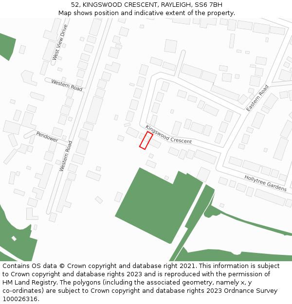 52, KINGSWOOD CRESCENT, RAYLEIGH, SS6 7BH: Location map and indicative extent of plot