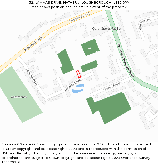 52, LAMMAS DRIVE, HATHERN, LOUGHBOROUGH, LE12 5PN: Location map and indicative extent of plot