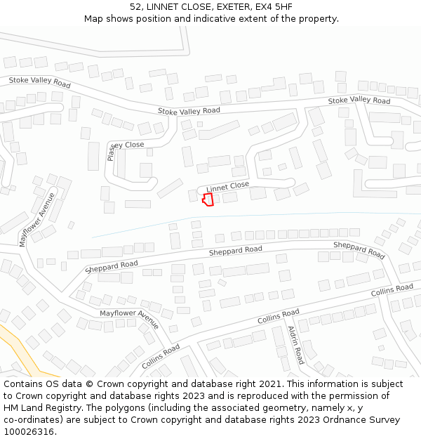 52, LINNET CLOSE, EXETER, EX4 5HF: Location map and indicative extent of plot