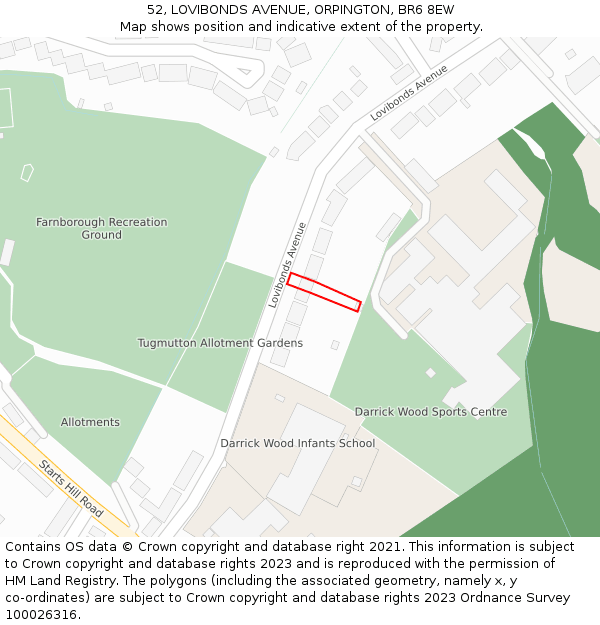 52, LOVIBONDS AVENUE, ORPINGTON, BR6 8EW: Location map and indicative extent of plot