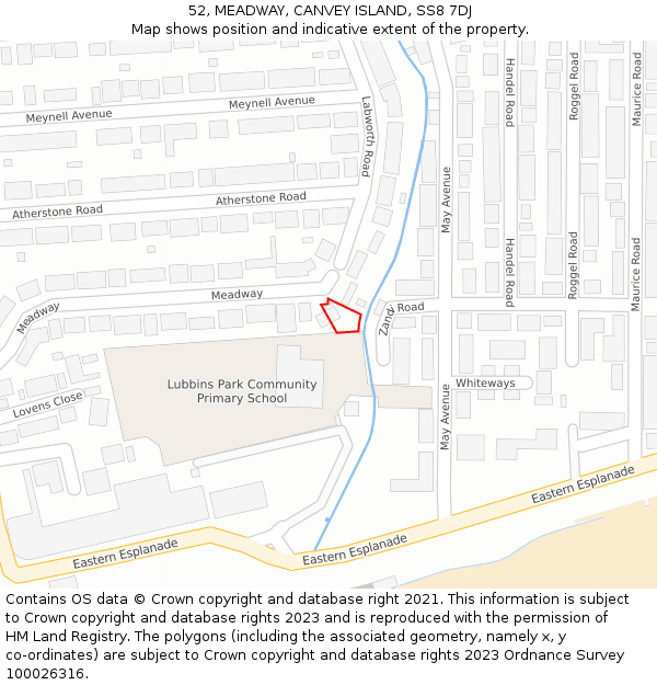 52, MEADWAY, CANVEY ISLAND, SS8 7DJ: Location map and indicative extent of plot