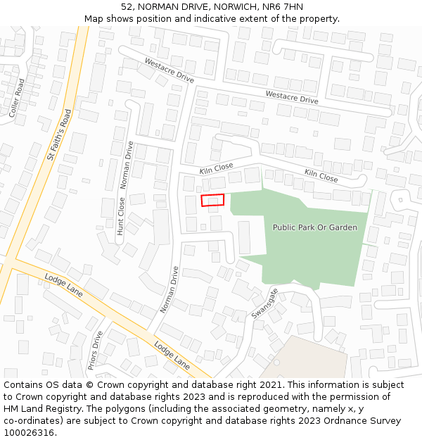 52, NORMAN DRIVE, NORWICH, NR6 7HN: Location map and indicative extent of plot