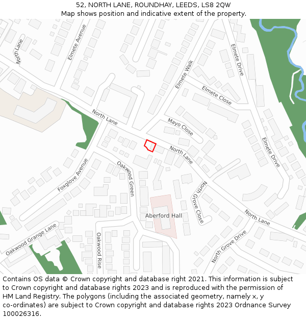 52, NORTH LANE, ROUNDHAY, LEEDS, LS8 2QW: Location map and indicative extent of plot