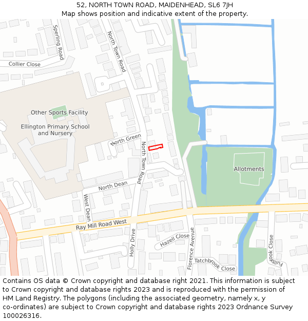 52, NORTH TOWN ROAD, MAIDENHEAD, SL6 7JH: Location map and indicative extent of plot