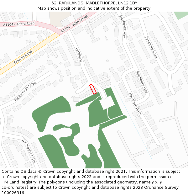 52, PARKLANDS, MABLETHORPE, LN12 1BY: Location map and indicative extent of plot