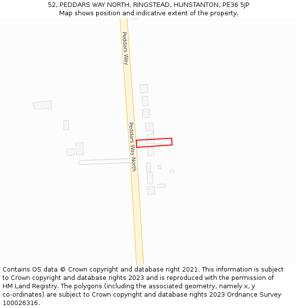 52, PEDDARS WAY NORTH, RINGSTEAD, HUNSTANTON, PE36 5JP: Location map and indicative extent of plot
