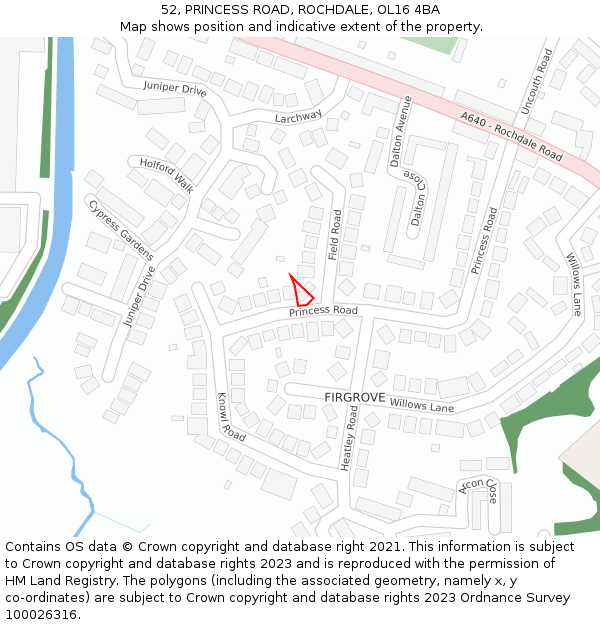 52, PRINCESS ROAD, ROCHDALE, OL16 4BA: Location map and indicative extent of plot