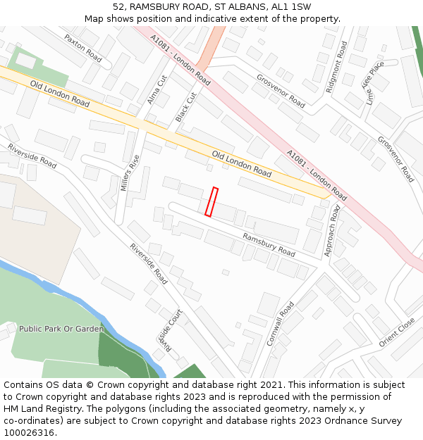 52, RAMSBURY ROAD, ST ALBANS, AL1 1SW: Location map and indicative extent of plot