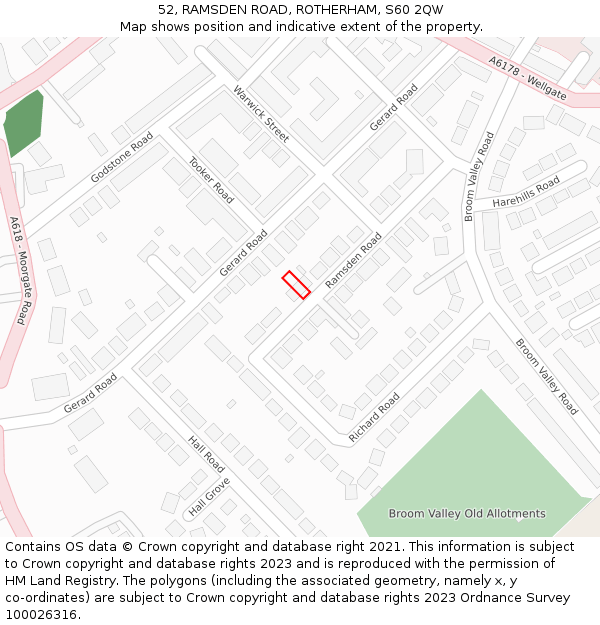 52, RAMSDEN ROAD, ROTHERHAM, S60 2QW: Location map and indicative extent of plot