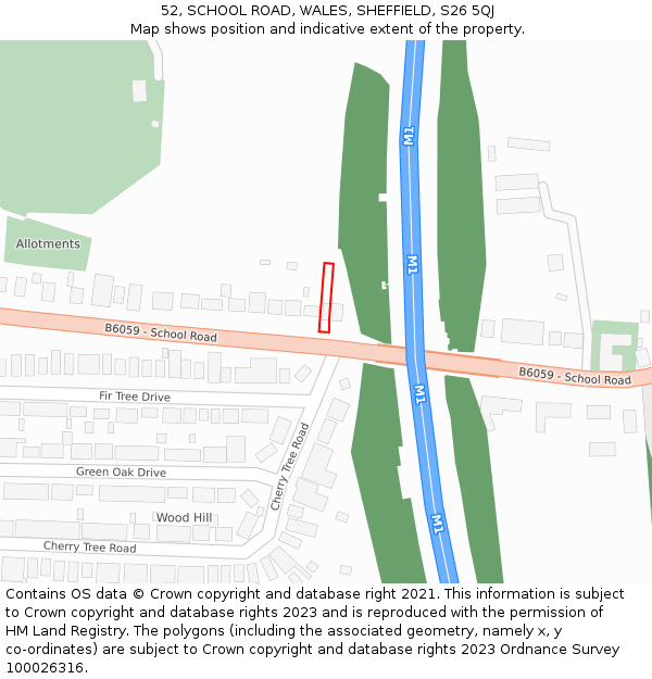 52, SCHOOL ROAD, WALES, SHEFFIELD, S26 5QJ: Location map and indicative extent of plot