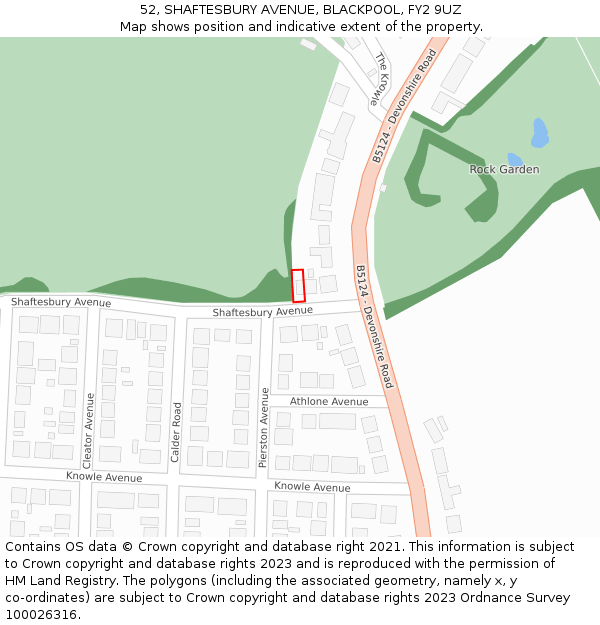 52, SHAFTESBURY AVENUE, BLACKPOOL, FY2 9UZ: Location map and indicative extent of plot
