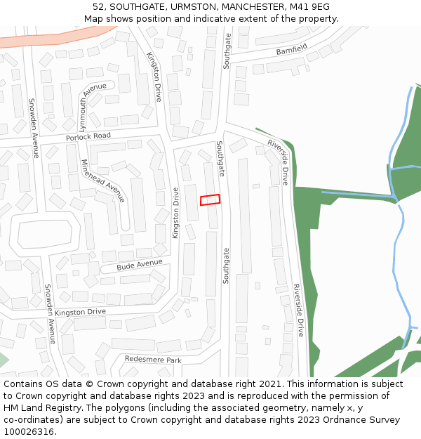 52, SOUTHGATE, URMSTON, MANCHESTER, M41 9EG: Location map and indicative extent of plot