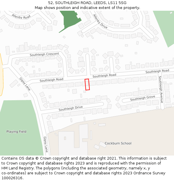 52, SOUTHLEIGH ROAD, LEEDS, LS11 5SG: Location map and indicative extent of plot