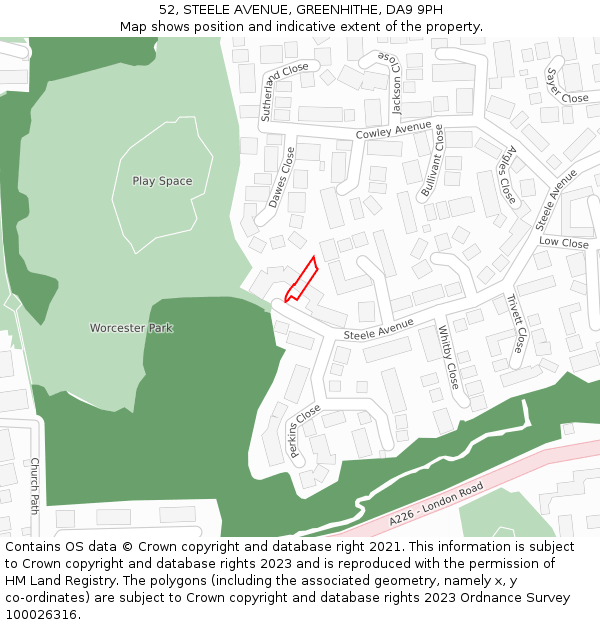 52, STEELE AVENUE, GREENHITHE, DA9 9PH: Location map and indicative extent of plot