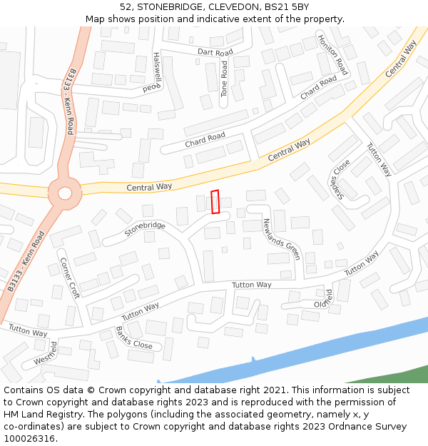 52, STONEBRIDGE, CLEVEDON, BS21 5BY: Location map and indicative extent of plot