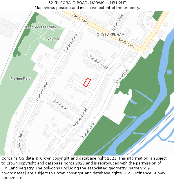52, THEOBALD ROAD, NORWICH, NR1 2NT: Location map and indicative extent of plot