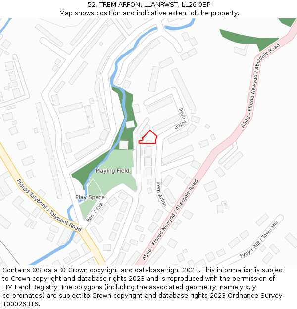 52, TREM ARFON, LLANRWST, LL26 0BP: Location map and indicative extent of plot