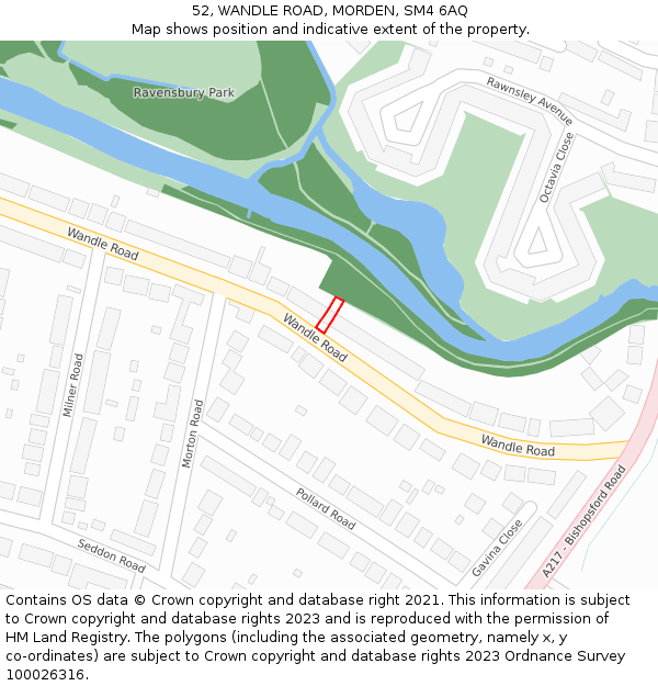 52, WANDLE ROAD, MORDEN, SM4 6AQ: Location map and indicative extent of plot