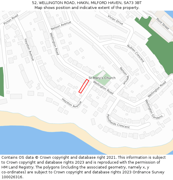 52, WELLINGTON ROAD, HAKIN, MILFORD HAVEN, SA73 3BT: Location map and indicative extent of plot