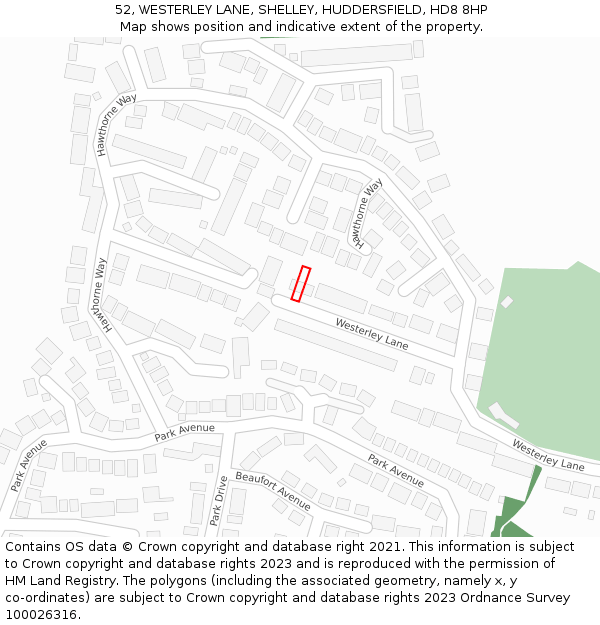 52, WESTERLEY LANE, SHELLEY, HUDDERSFIELD, HD8 8HP: Location map and indicative extent of plot
